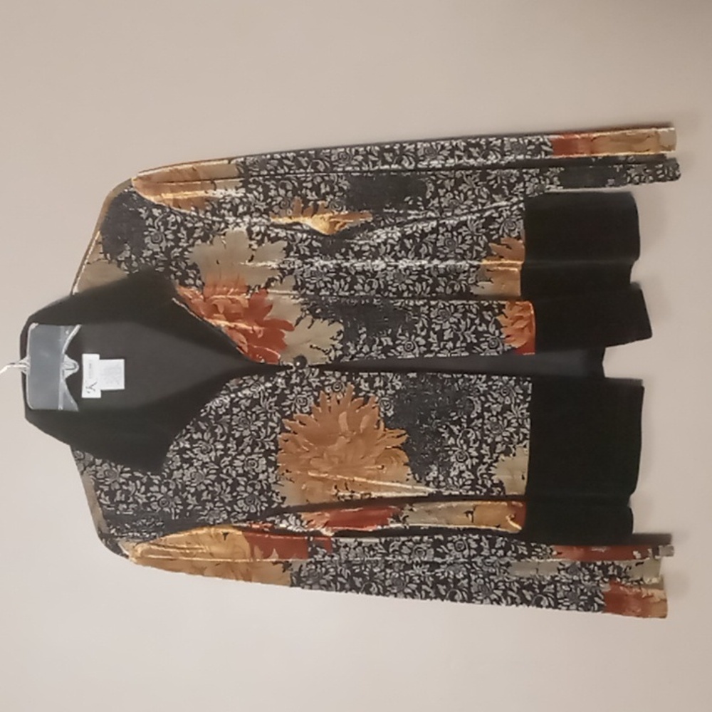 K Studio Dark Flowered Single Button Jacket Size … - image 1